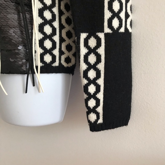 Glam Patchwork Italian Wool Blend Winter Sweater - Picture 7 of 16